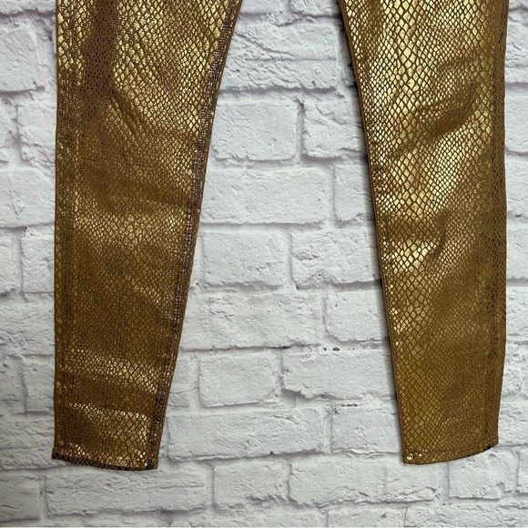 Hudson Jeans Nico Snake Embossed Gold Metallic Skinny Jeans - Picture 8 of 16